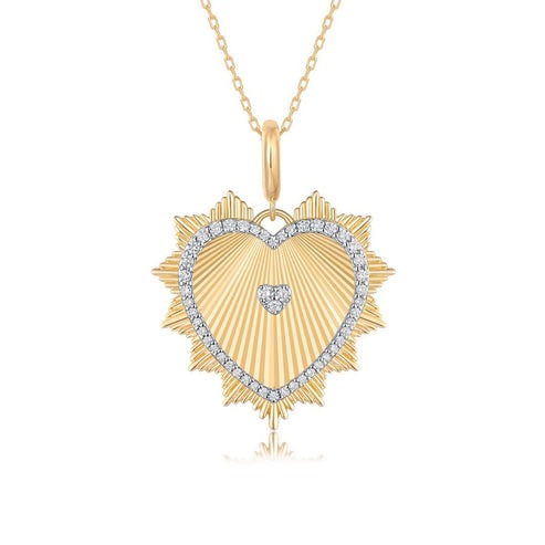 Heart Shape Diamond Pendant Necklace in 14K Yellow Gold