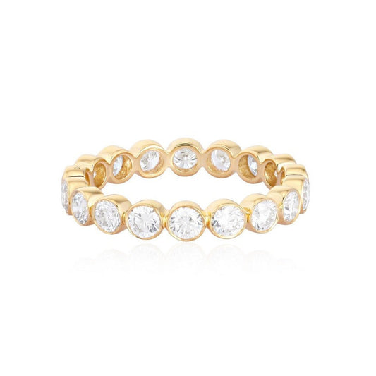 Bezel Set Diamond Eternity Band Ring in 18K Yellow Gold