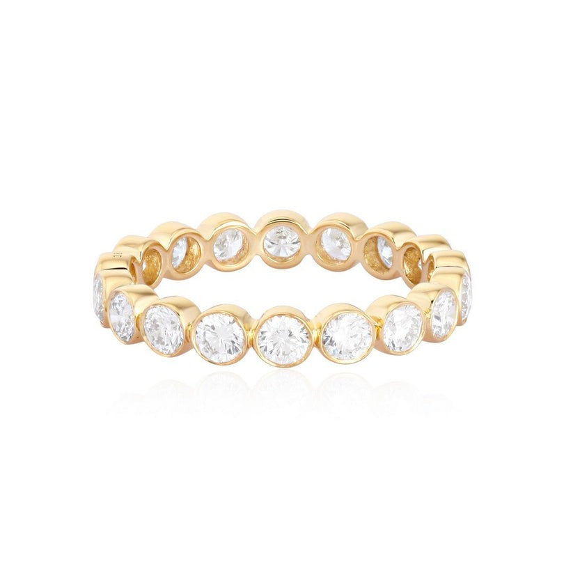 Bezel Set Diamond Eternity Band Ring in 18K Yellow Gold