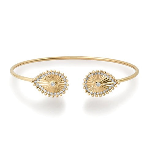 Shiny Diamond Bangle in 14K Yellow Gold