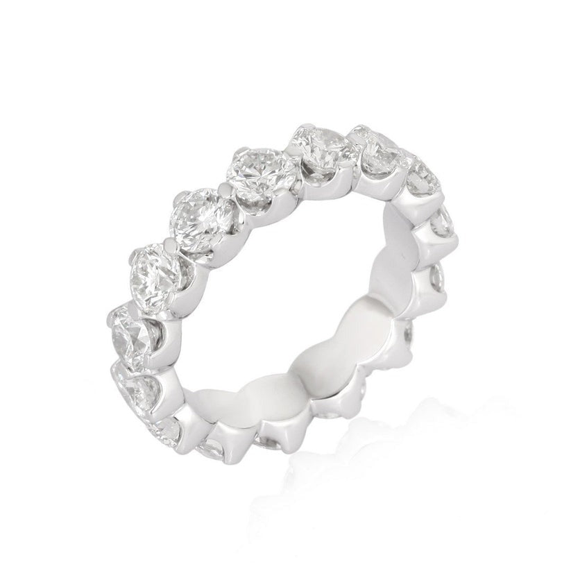 Eternity Band Round Cut Diamond Ring in 18K White Gold