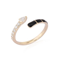 Enamel Diamond Open Wrap Ring in 14K Yellow Gold