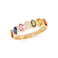 Diamond Multi-Sapphire Eternity Ring in 14K Yellow Gold