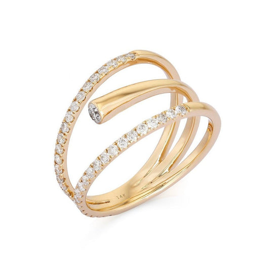 Modern Twist Wrap Style Diamond Ring in 14K Yellow Gold