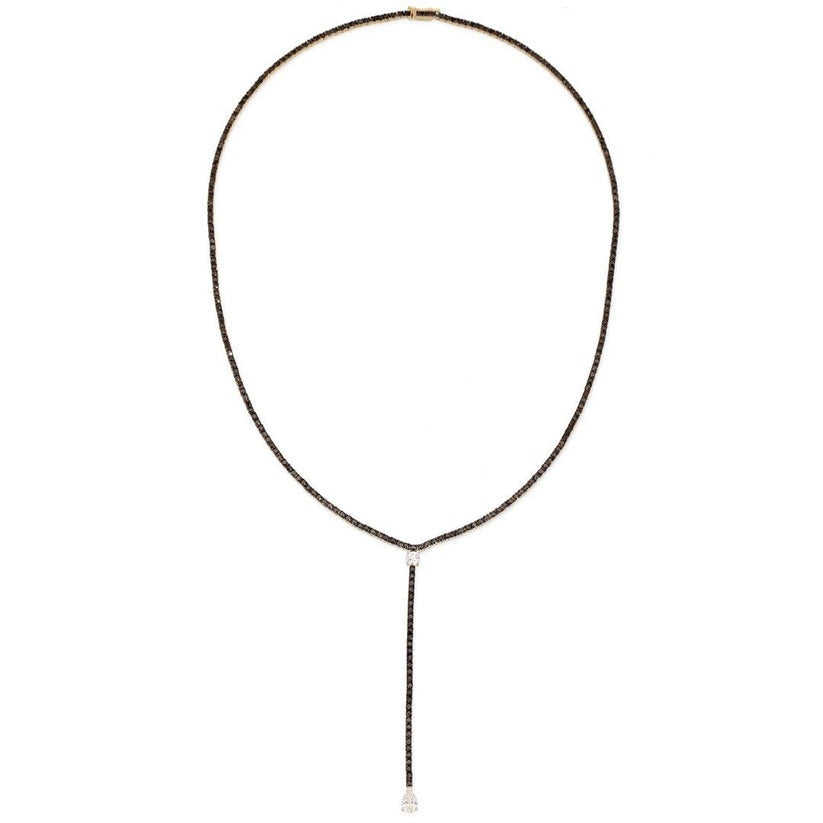 Black Diamond Lariat Necklace in 14K Yellow Gold
