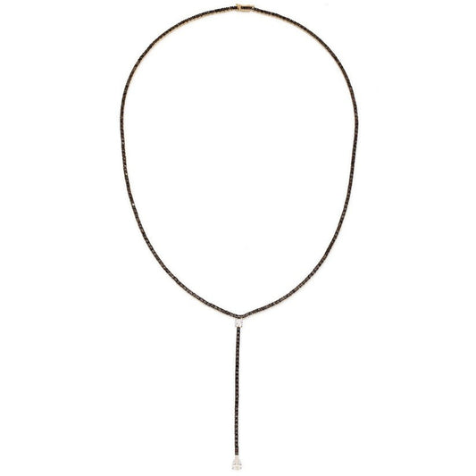 Black Diamond Lariat Necklace in 14K Yellow Gold