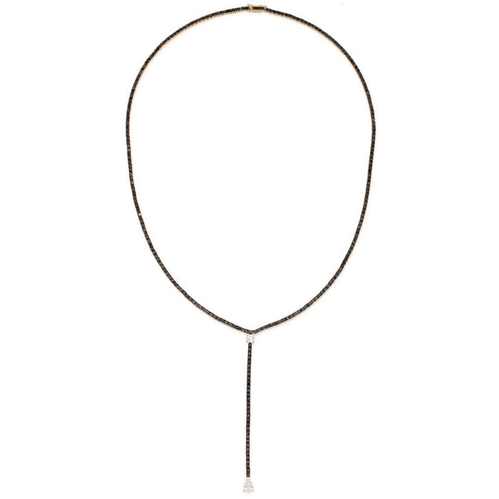 Black Diamond Lariat Necklace in 14K Yellow Gold