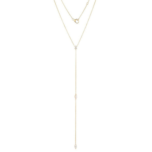 Dainty Marquise Lariat Necklace in 14K Yellow Gold