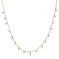Baguette Round Diamond Dangling Necklace in 14K Yellow Gold