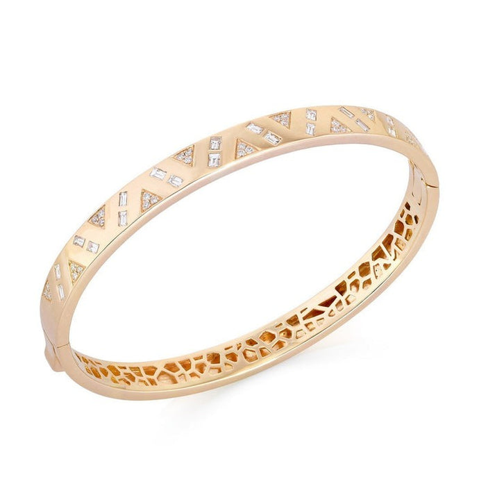 Golden Cipher Geometric Cutout Bracelet in 14K Gold