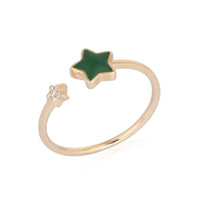 Green Star Diamond Open Wrap Ring in 14K Yellow Gold