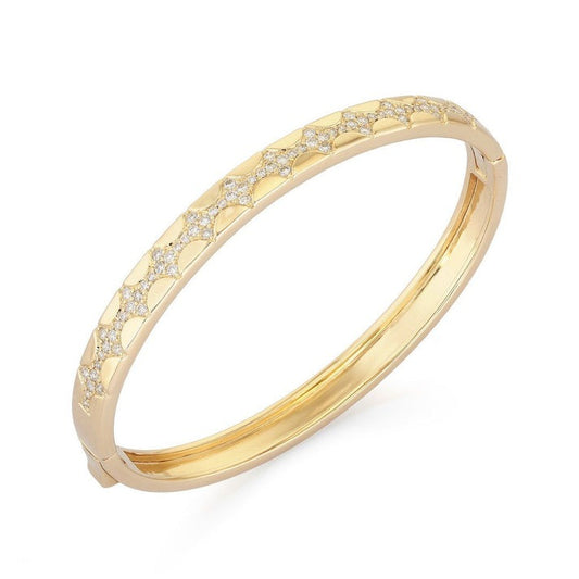 Radiant Stream Diamond Bangle Bracelet in 14K Yellow Gold