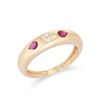 Diamond Shine Ruby Dome Ring in 14K Yellow Gold