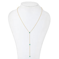 Pear Cut Emerald Drops Lariat Necklace in 14K Yellow Gold