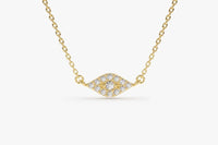 Lips Pave Round Diamond Necklace in 14K Yellow Gold