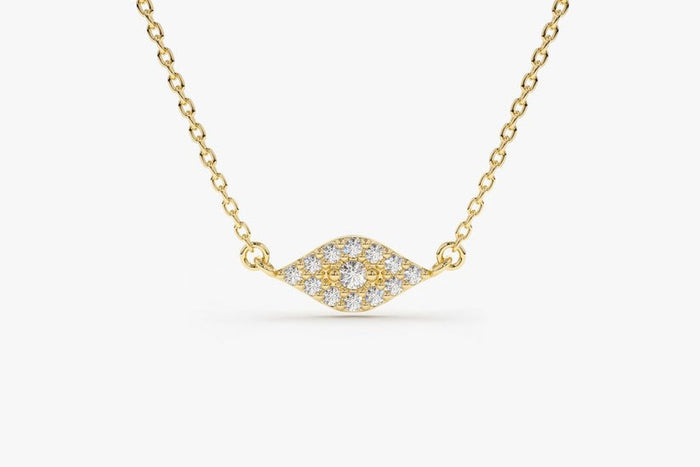 Lips Pave Round Diamond Necklace in 14K Yellow Gold