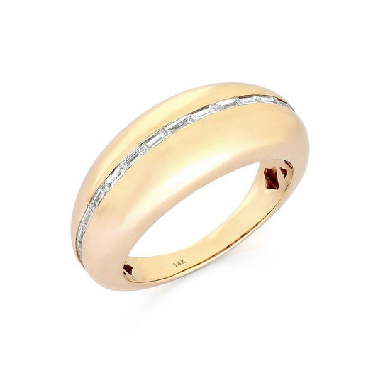 Classic Band Smooth Dome Diamond Ring in 14K Yellow Gold