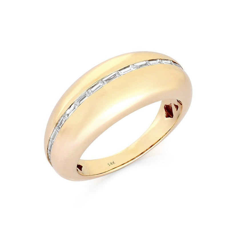 Classic Band Smooth Dome Diamond Ring in 14K Yellow Gold