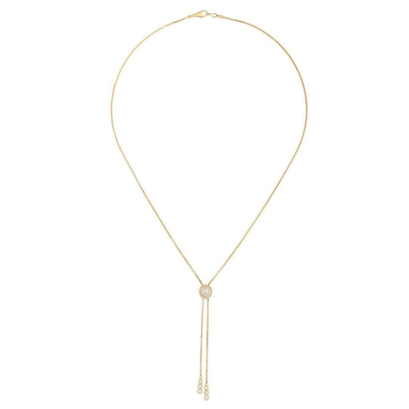 Diamond Arc Lariat Necklace in 14K Yellow Gold