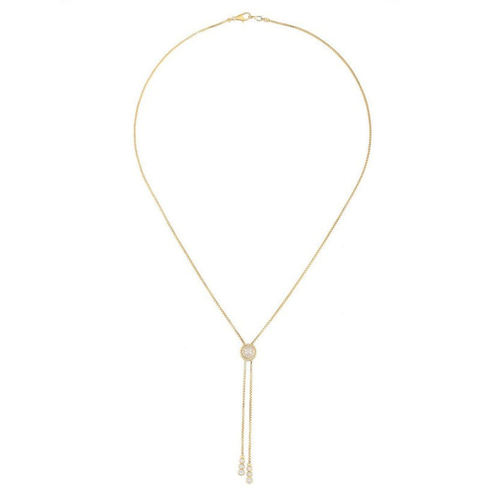 Diamond Arc Lariat Necklace in 14K Yellow Gold