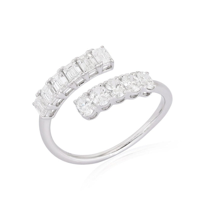 Mesmerizing Shine Emerald Open Wrap Ring in 14K Yellow Gold