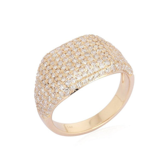 Luxury Ring Wide Pave Diamond Ring in 14K Yellow Gold