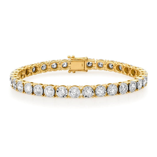Radiant Rounds Bezel Diamond Line Bracelet in 14K Gold