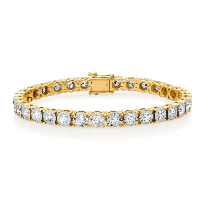 Radiant Rounds Bezel Diamond Line Bracelet in 14K Gold