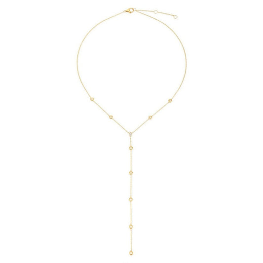 Modern Cascade Diamond Lariat Necklace in 14K Yellow Gold