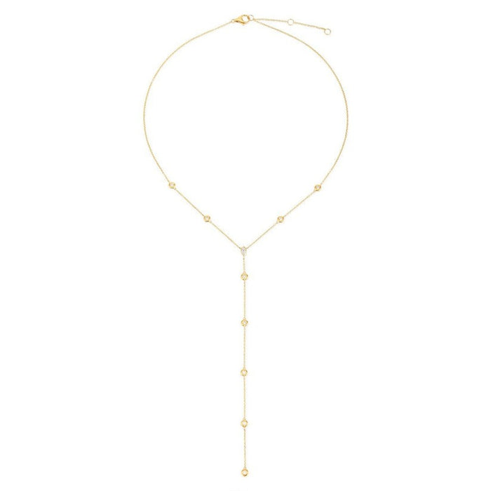 Modern Cascade Diamond Lariat Necklace in 14K Yellow Gold