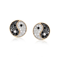 Bygone Era Black Enamel Stud Earrings in 14K Yellow Gold