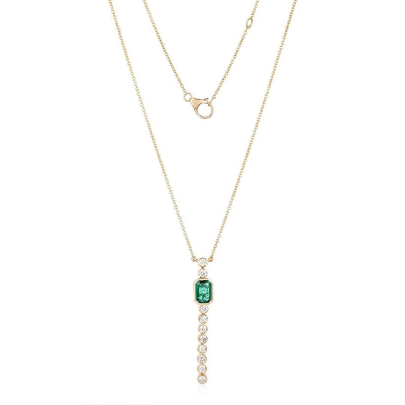 Symphony Diamond Gemstone Necklace in 14K Yellow Gold