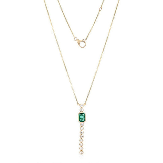 Symphony Diamond Gemstone Necklace in 14K Yellow Gold