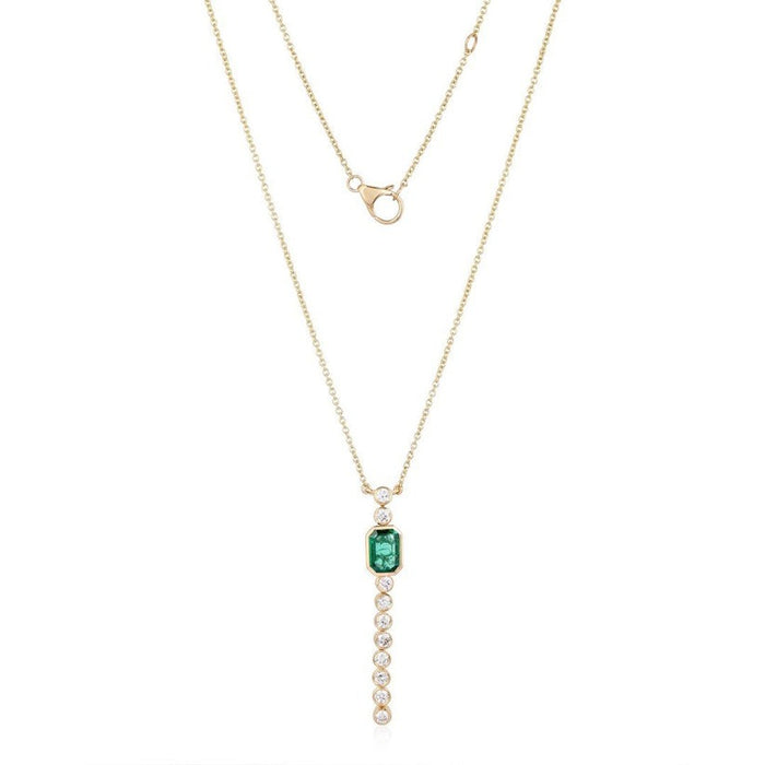 Symphony Diamond Gemstone Necklace in 14K Yellow Gold