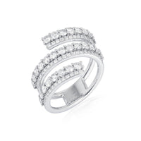 Triple Row Pave Diamond Open Band Ring in 14K White Gold
