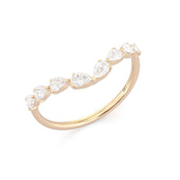 Pear Cut Diamond Half Eternity Band Ring in 14K Yellow Gold