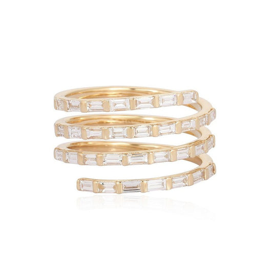 Wrap Around Baguette Diamond Ring in 14K Yellow Gold