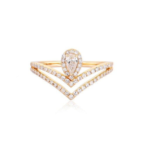 Sculpted Diamond Solitaire Ring in 14K Yellow Gold