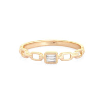 Baguette Diamond Chain Link Ring in 14K Yellow Gold