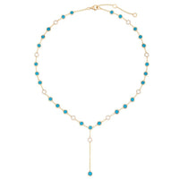 Turquoise Green Diamond Necklace in 14K Yellow Gold