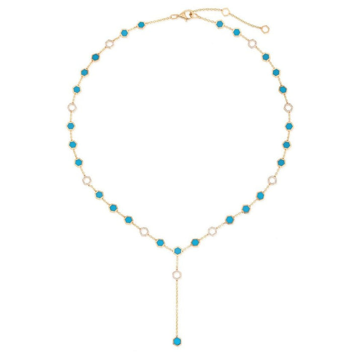 Turquoise Green Diamond Necklace in 14K Yellow Gold