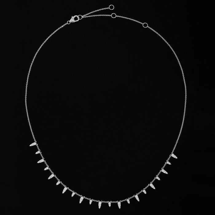 Spike Drop Diamond Necklace in 14K White Gold