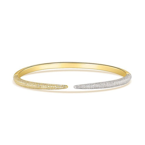 Dual Radiance Open Pave Bracelet in 14K Yellow Gold