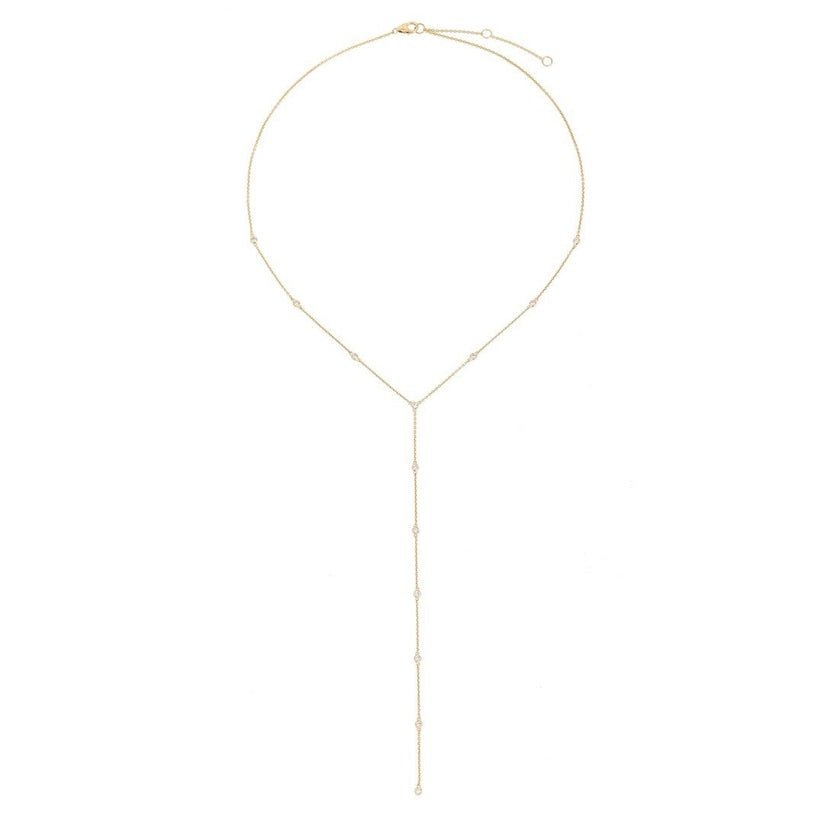 Diamond Flow Lariat Necklace in 14K Yellow Gold