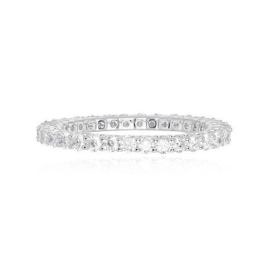 Petite Round Diamond Eternity Band Ring in 18K White Gold