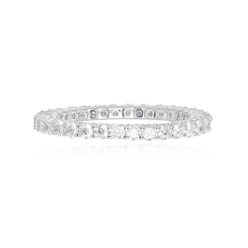 Petite Round Diamond Eternity Band Ring in 18K White Gold