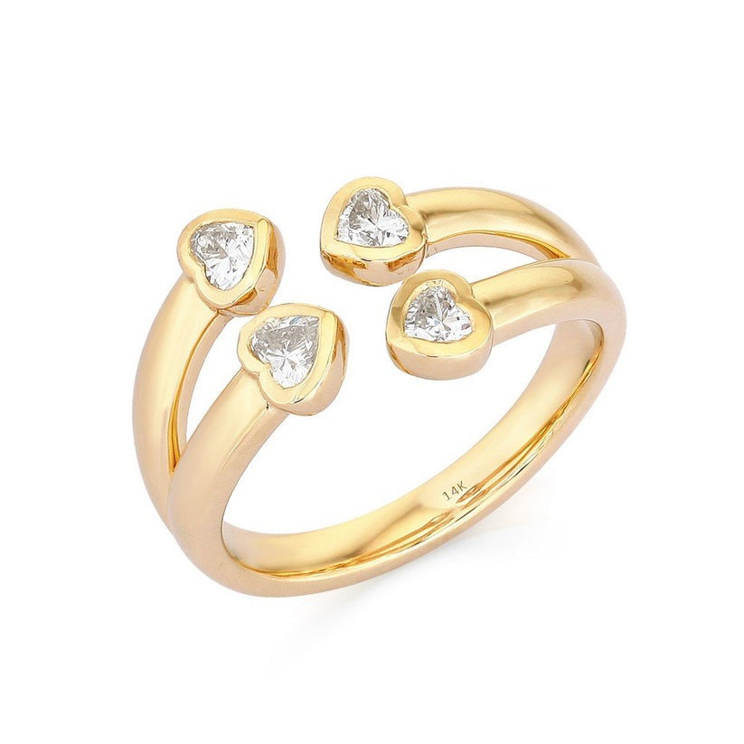 Pink Sapphire Diamond Emerald Open Wrap Ring in 14K Yellow Gold