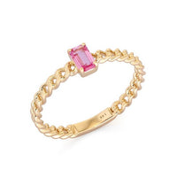 Chain Pink Sapphire Ring in 14K Yellow Gold