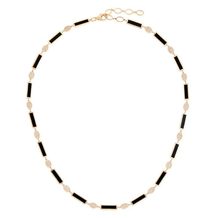 Diamond Malachite Station Necklace in 14K Yellow Gold