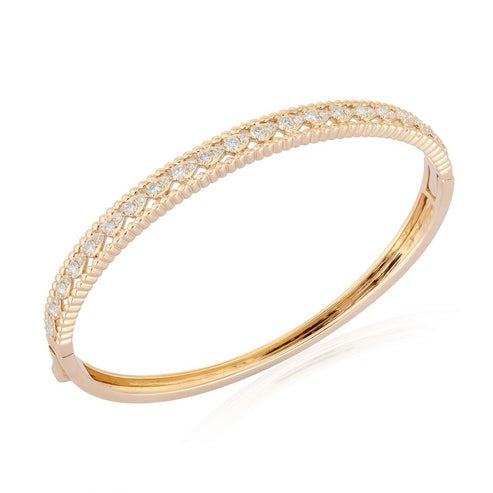 Golden Weave Diamond Textured Bracelet in 14K Yellow Gold